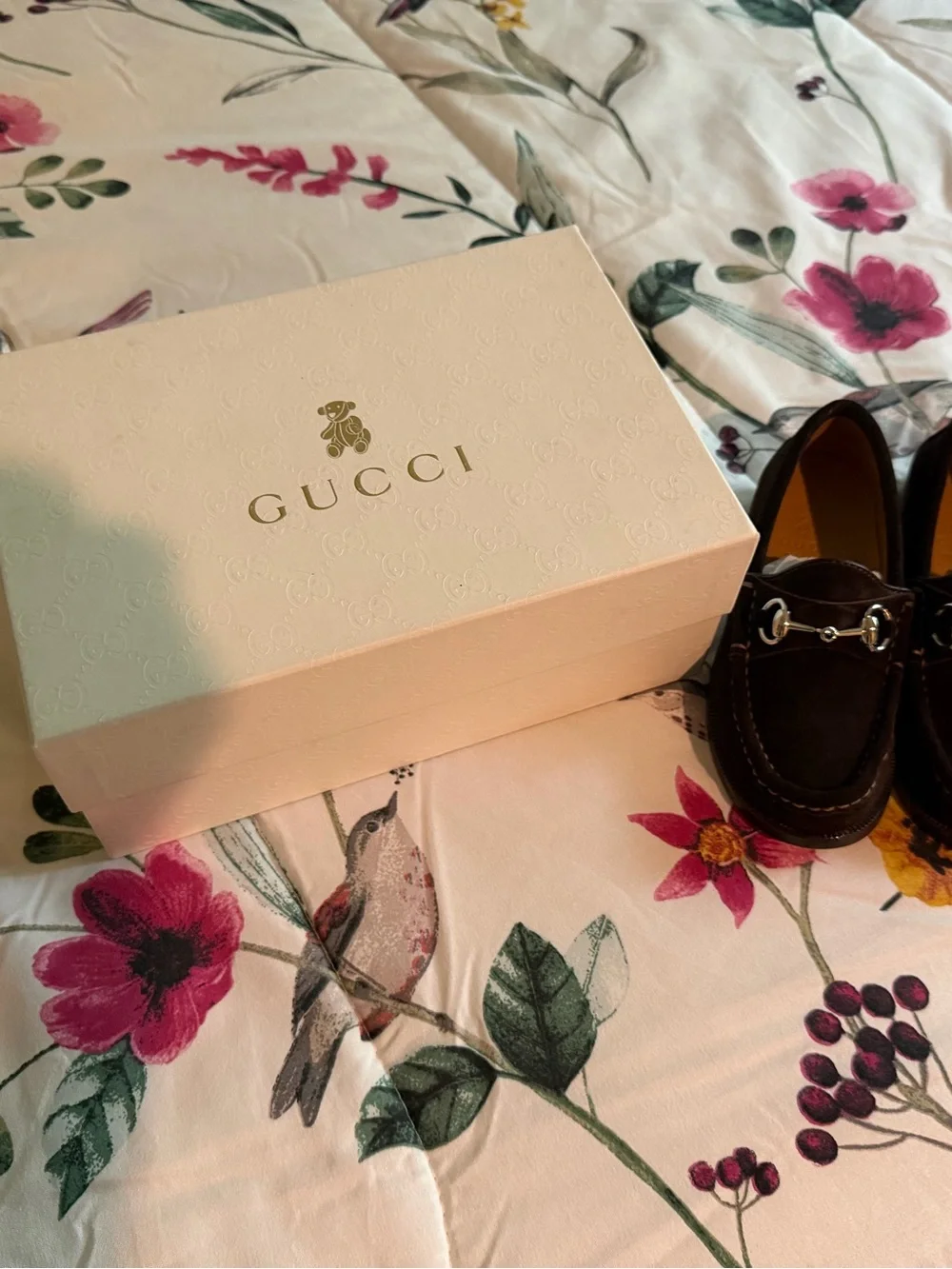 Gucci Brown Suede Kids Horsebit Loafers